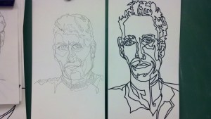 Marker and Pencil Continuous Line Contour Portraits - Frank Korb.