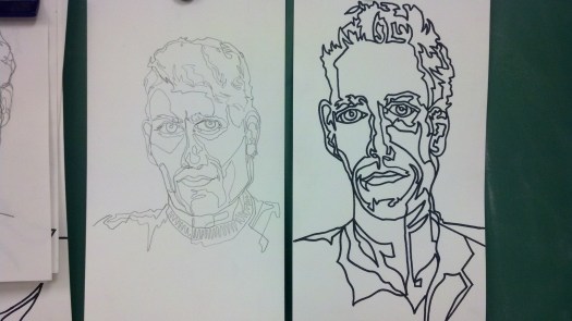 Marker and Pencil Continuous Line Contour Portraits - Frank Korb.
