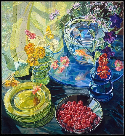 Janet Fish - Look at this sense of GLASS and TRANSPARENCY - How's the relationships? http://images.metmuseum.org/CRDImages/ma/web-large/DT7486.jpg