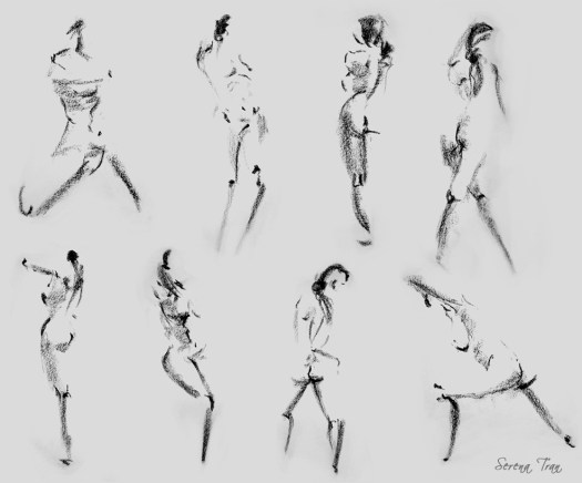 Gesture Drawings - Side of Charcoal - FAST http://www.serenatran.com/images/2dsketchbook/gesture.jpg