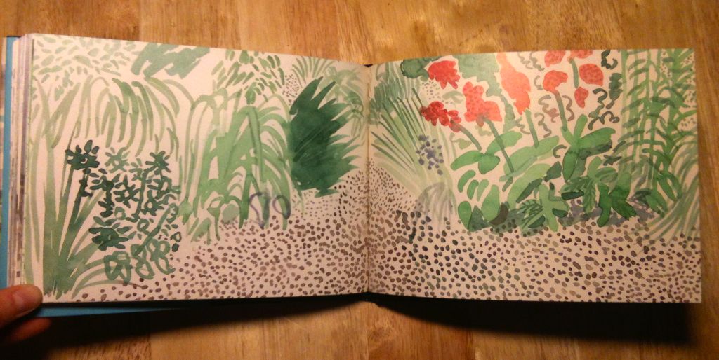 David Hockney Sketchbook: https://s-media-cache-ak0.pinimg.com/originals/3d/41/97/3d41975e7d7857c59bdba50c52279add.jpg