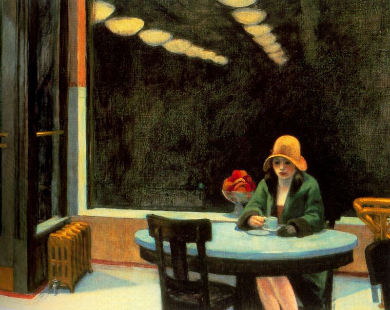 Edward Hopper Automat: http://www.edwardhopper.net/images/paintings/automat.jpg